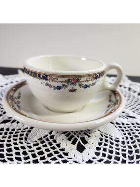 Grindley England Teacup and Saucer Carlton Pattern Hercules Vitrified Vintage